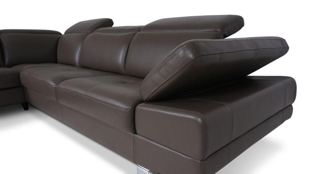 Narożnik z Regulacją zagłówków wysokie nogi Skóra