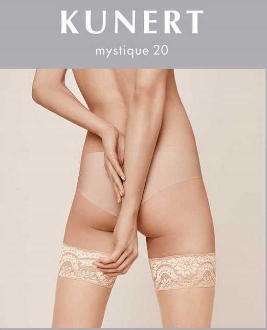 Piękne pończochy KUNERT MISTIQUE 20 beż z koronką w k. beżowy II 38-40