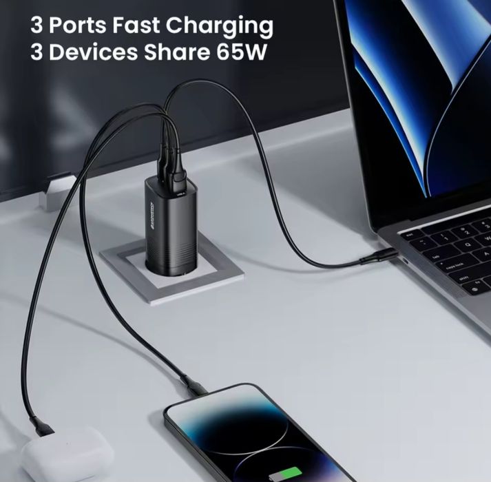 Блочок швидкої зарядки ASOMETECH 65W+ 100W кабель