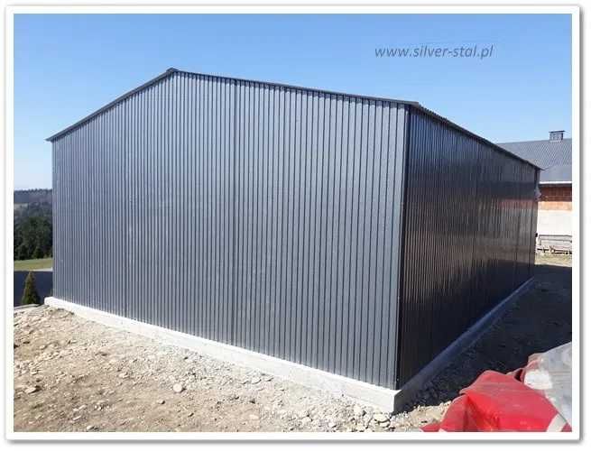 Garaż blaszany 10x7m wiata Silver-Stal Antracyt Grafit