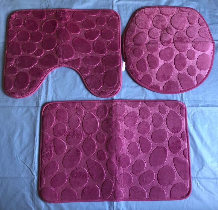 Набор из 3 ковриков для ванной комнаты (3D фактура Камень)