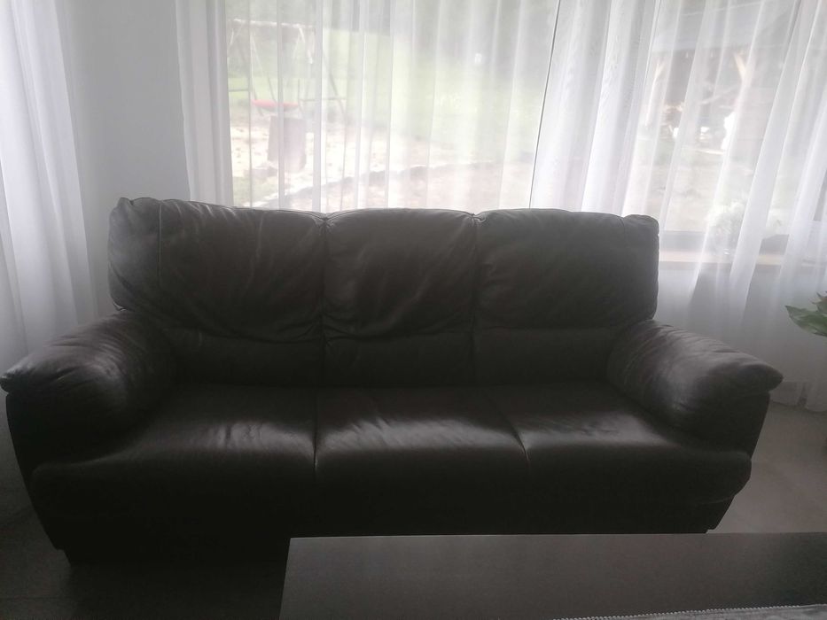 Meble Kler ciemny brąz skóra