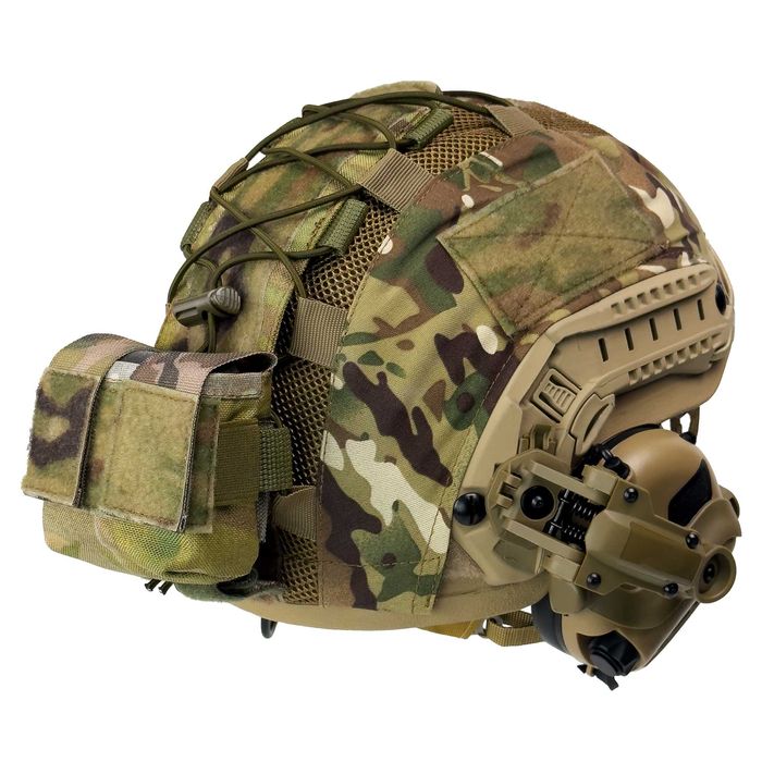 Комплект: шолом з кавером та навушник. + підсумок противаги + ліхтарик