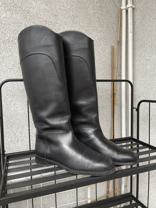 Luksusowe kozaki Bally z szeroką cholewą 39 1/3 40 czarne