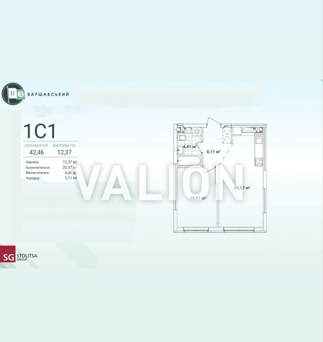 Продаж 1 кім. Квартири ЖК Варшавський 3 буд. 10.5 (1С1) 5 поверх