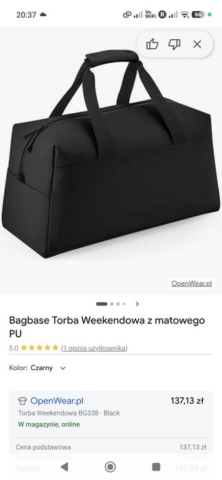Bagbase Torba Weekendowa z matowego PU