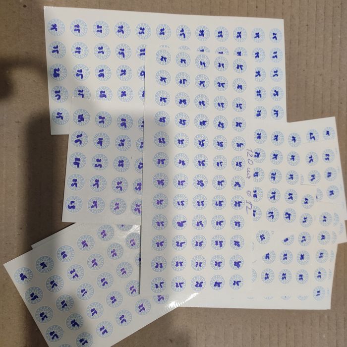 Гарантийная наклейка пломба круглая 12мм 120шт 20х12мм 200шт д5мм 200ш