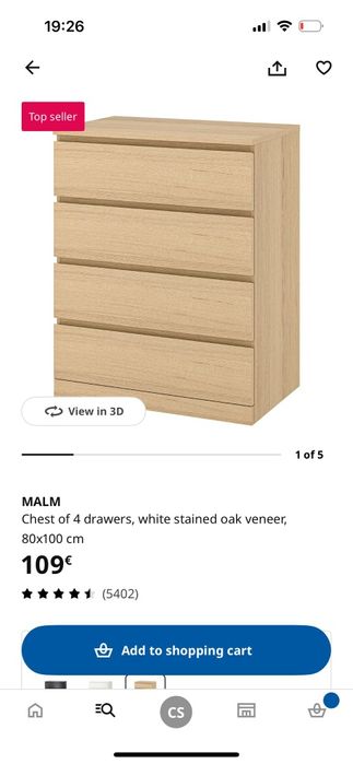 Cómoda - 4 Gavetas - IKEA MALM