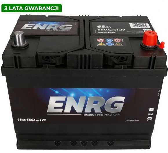 Akumulator ENRG 68AH 550A P+,L+ 3 LATA GWARANCJI,Radom - wysyłka FREE