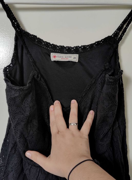 Vestido preto crochet renda - C&A Clock House, 38
