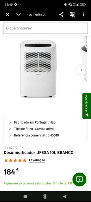 Desumidificador ufesa DH5010 (10 L/dia)