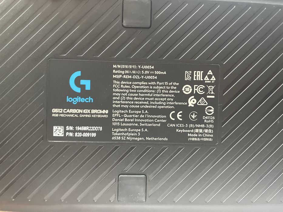 Klawiatura Logitech G512 CARBON IGX BROWN i Mysz Logitech G703 Lightspeed