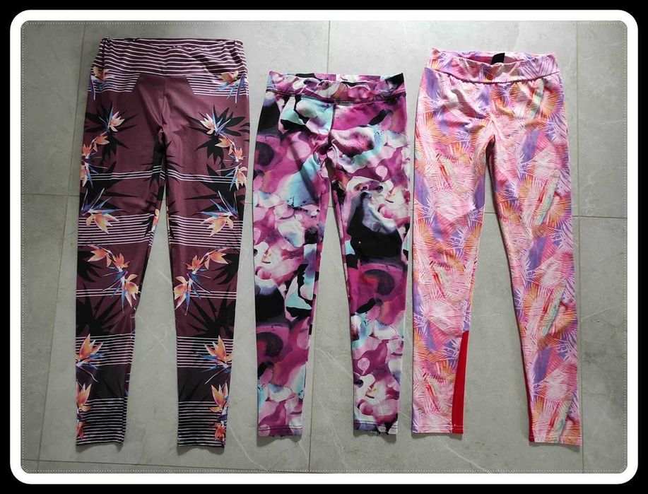 Legginsy sportowe wzorzyste kolorowe jogging siłownia 36 S - 38 M
