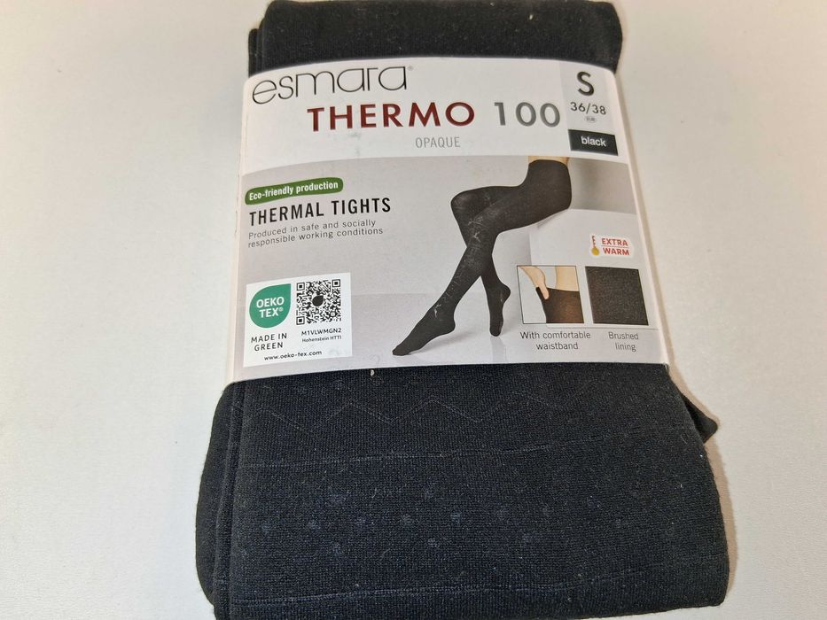 A228 Esmara Rajstopy Termiczne Damskie Thermo100 KryjąceCzarne S 36/38