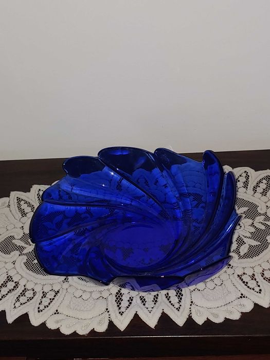 Patera szkło, kolor kobaltowy, oryginalna francuska
