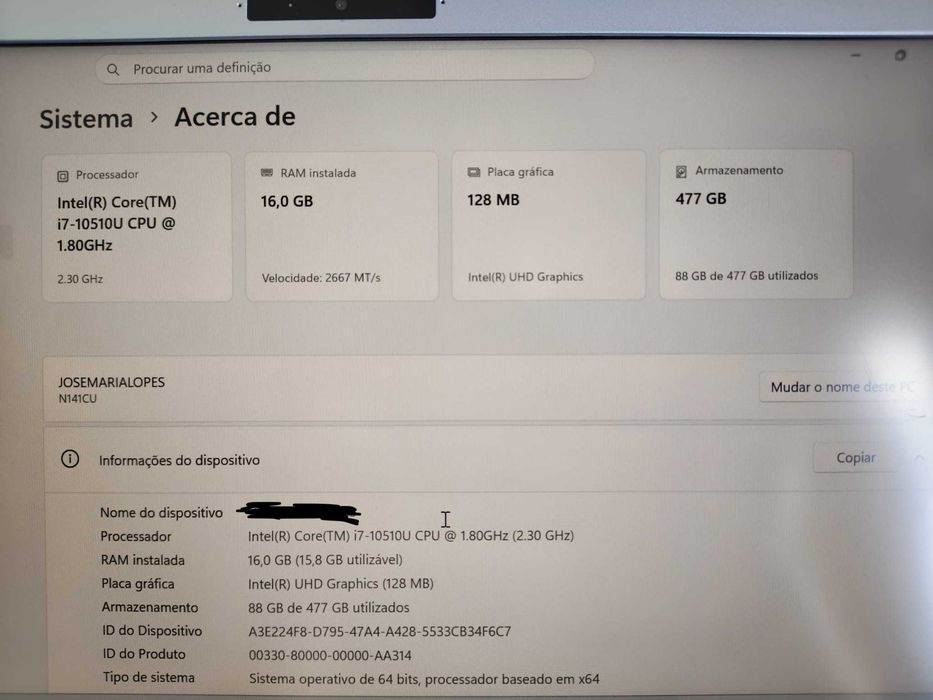 Clevo N141CU 14" i7 portátil Windows 11 Pro