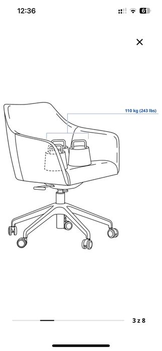 Tossberg Ikea krzeslo konferencyjne skora czarny