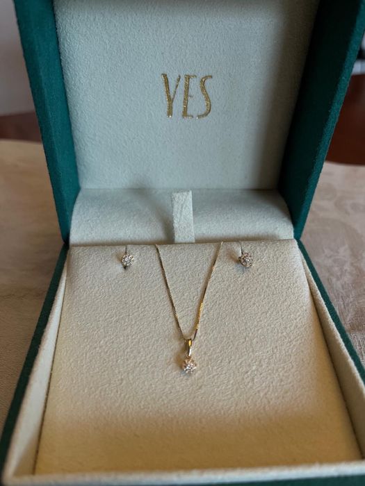 Łancuszek Zawieszka Kolczyki DIAMENTY Yes