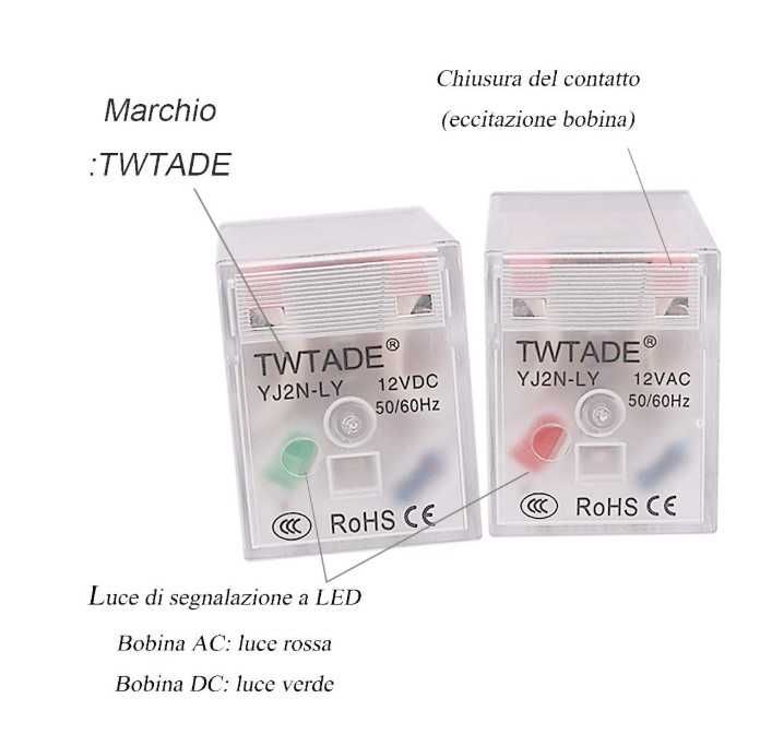 Elektromagnetyczny przełącznik mocy TWTADE AC 12V 8PIN 2NO 2NC