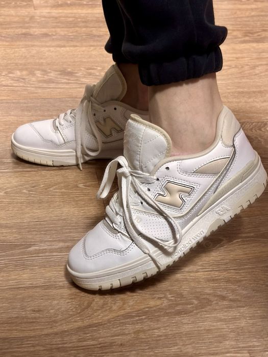 Зручні шкіряні жіночі кросівки оригінал New Balance 550 White/Beige (38 розмір / стопа 24.5 см)
