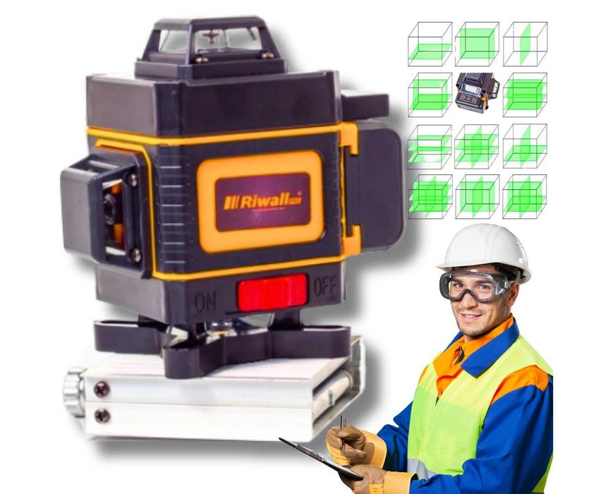 Profesjonalny LASER KRZYŻOWY akcesoria ZESTAW poziomica 16 lini PRO