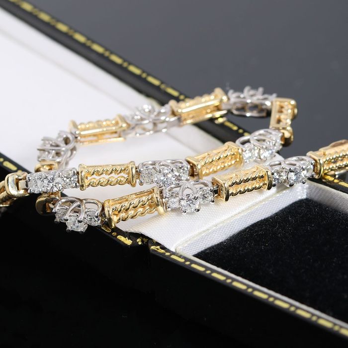 Złota bransoletka z brylantami 2.77ct 18cm solidna 14K