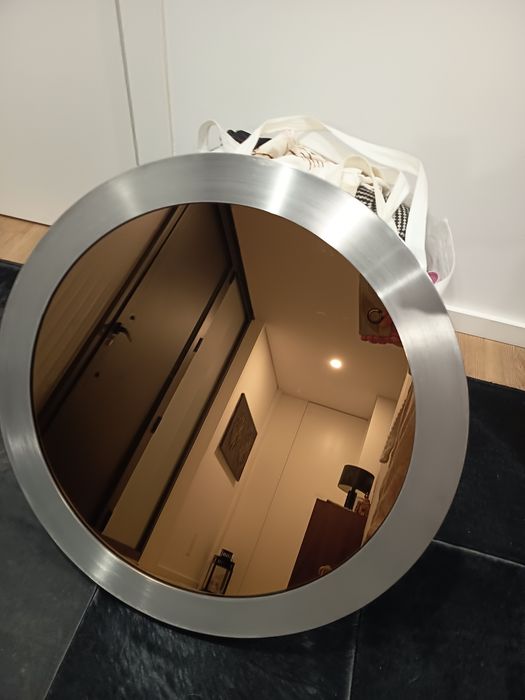 Espelho  Novo moldura  Inox  66cm diâmetro