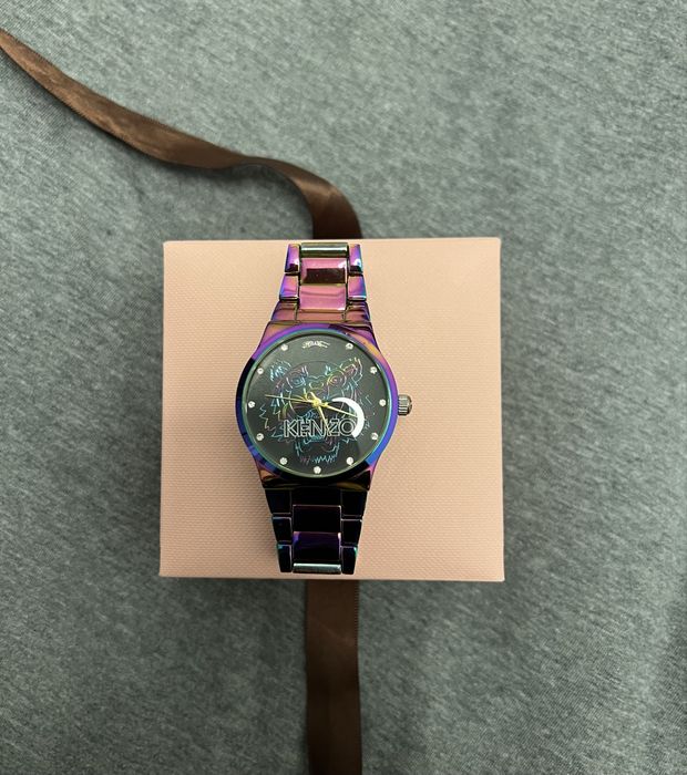 Zegarek Kenzo benzynowy kolorowy chrom damski