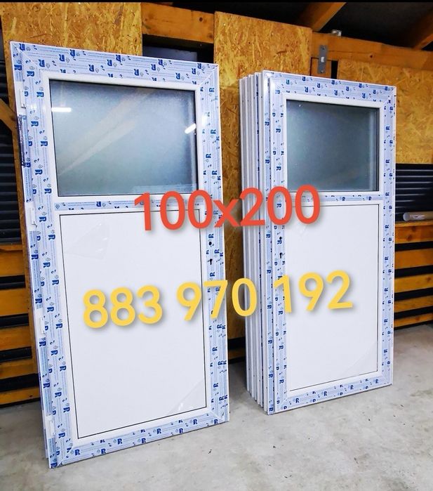 Drzwi PCV 100x200 Sklepowe garażowe wejściowe przemysłowe KING STYL