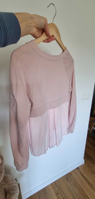 Prześliczna bluzka bluza pudrowy róż Luvi pastelowa  S casual  2 w 1