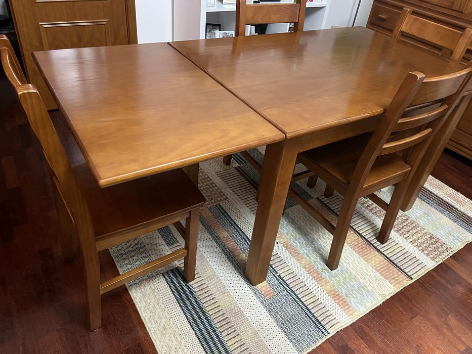 Mesa madeira maciça 4 cadeiras