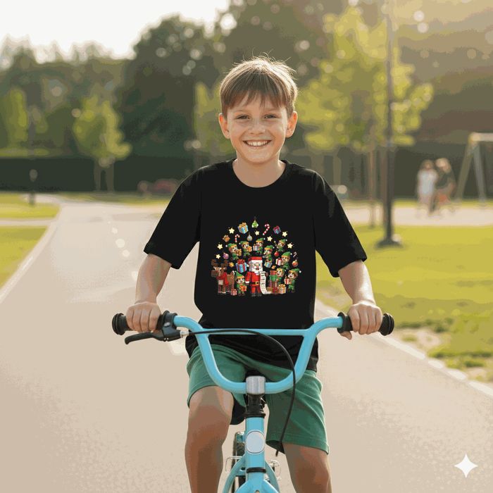 Koszulka dziecięca czarna świąteczny minecraft prezent święta 116