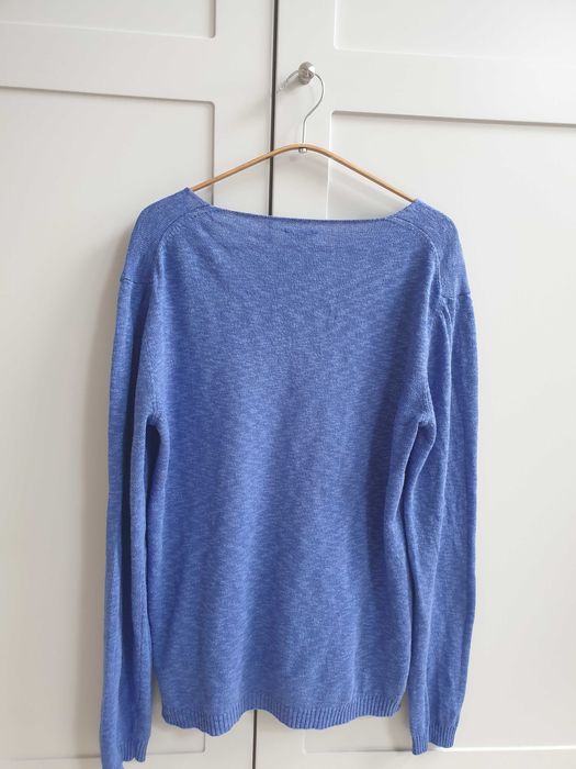 Nìebieski lniany kobaltowy sweter 40 Charles Robertson