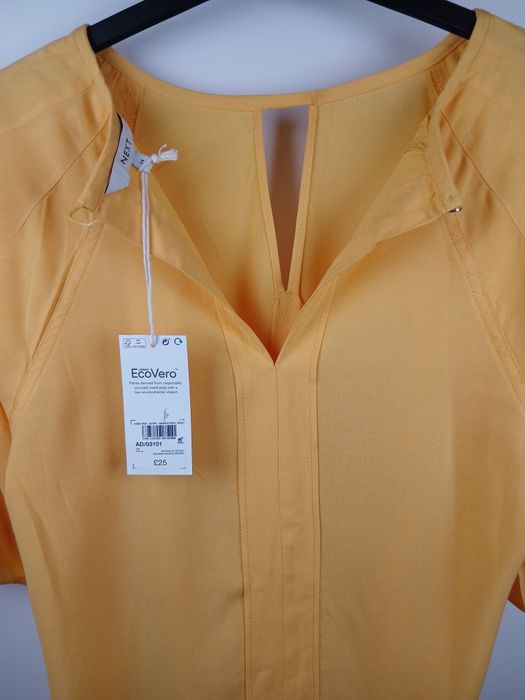 Bluzka Next żółta elegancka lekka EcoVero rozmiar XL 42 hit