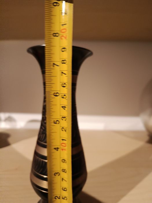 Vaso Vintage Indiano de Latão com Trabalho Bidri