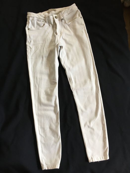 Zara 34, białe spodnie rurki, elastyczne, 160 cm