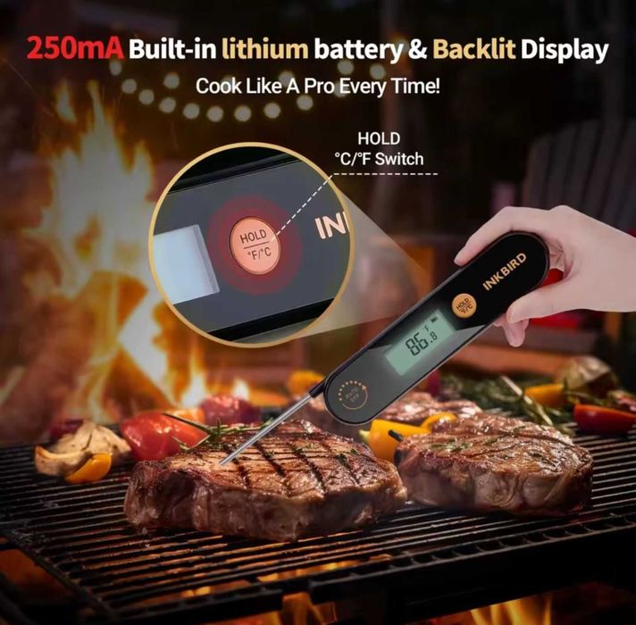 Цифровой складной термометр Inkbird для гриля Weber мяса духовки складний кухонный коптильни барбекю BBQ датчик температуры ручной откидной ручний