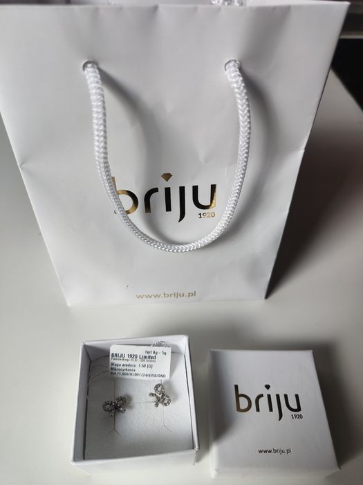 Srebrne kolczyki   Briju plus oryginalne pudełko  i torebka  prezent