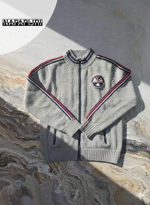 Wełniany Napapijri Sweter męski Retro lata 90 Old Money Rozmiar L