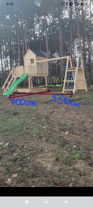 Domek narzędziowy domek letniskowy plac zabaw hustawka