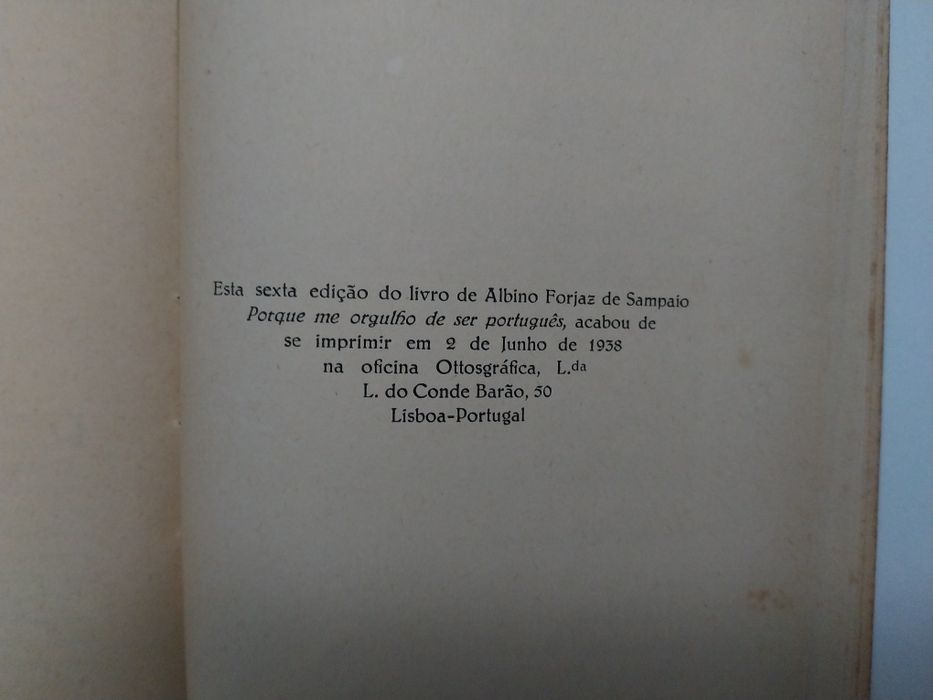 Albino Forjaz de Sampaio Porque me Orgulho de ser Português 1938