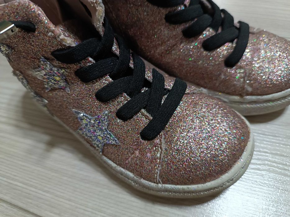 Buty botki dla dziewczynki brokatowe używane, rozmiar 24