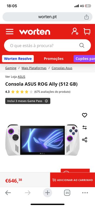 Consola ASUS ROG Ally 512gb + bolsa NOVAS