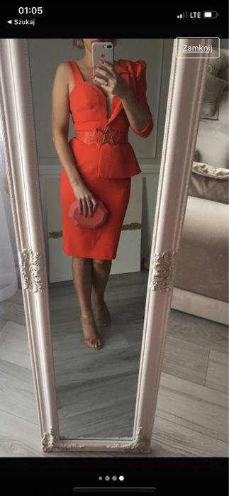 Sukienka czerwono pomatańczowa 38 it42 elisabetta franchi