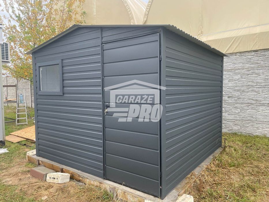 Domek Ogrodowy 3x3 Drzwi Okno Dach dwuspadowy Antracyt GP228