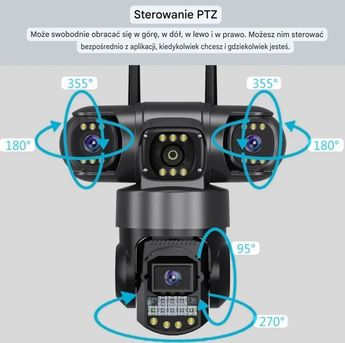 Kamera z 3 obiektywami 15MP IP66 Obrotowa na kartę SIM 4G