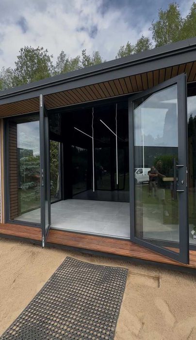 SAUNA ogrodowa PREMIUM 3 x 7m Nowoczesna WIFI LED Harvia Panorama