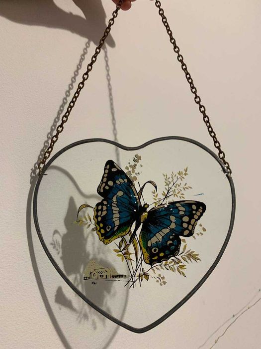 Стеклянный подвесной декор с росписью и рисунками витраж