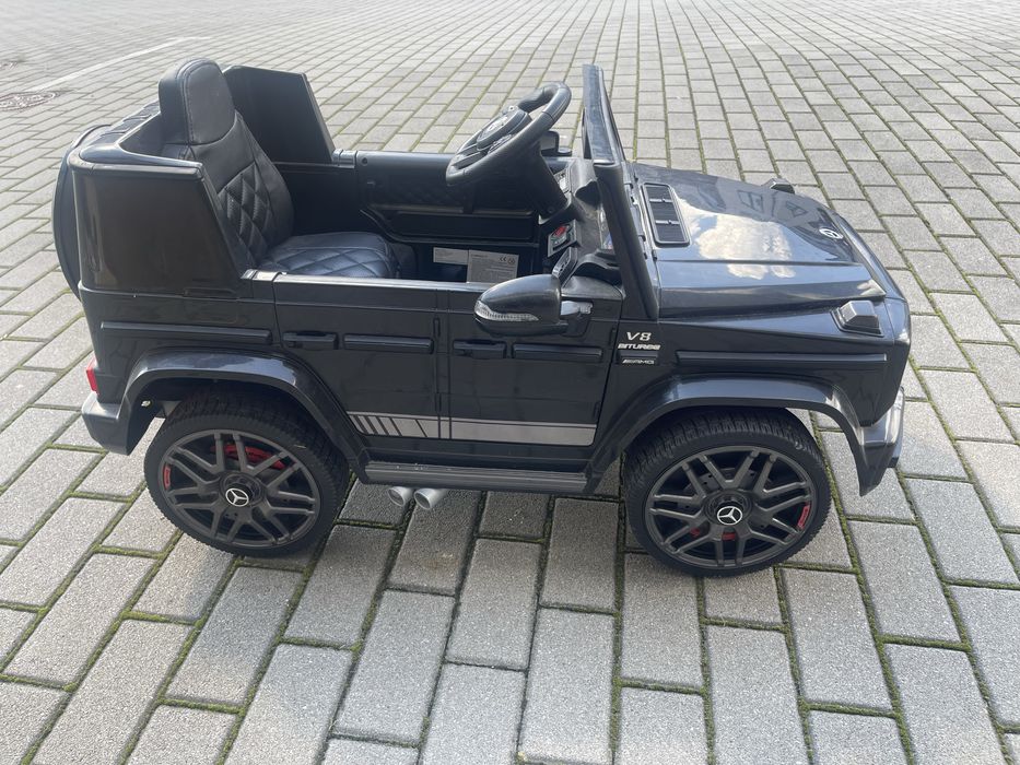 Samochód dla dziecka Mercedes G AMG czarny EVA 12V, 4 silniki, skórzane siedzenie, pilot 2,4 GHz – elektryczny samochód dla dzieci