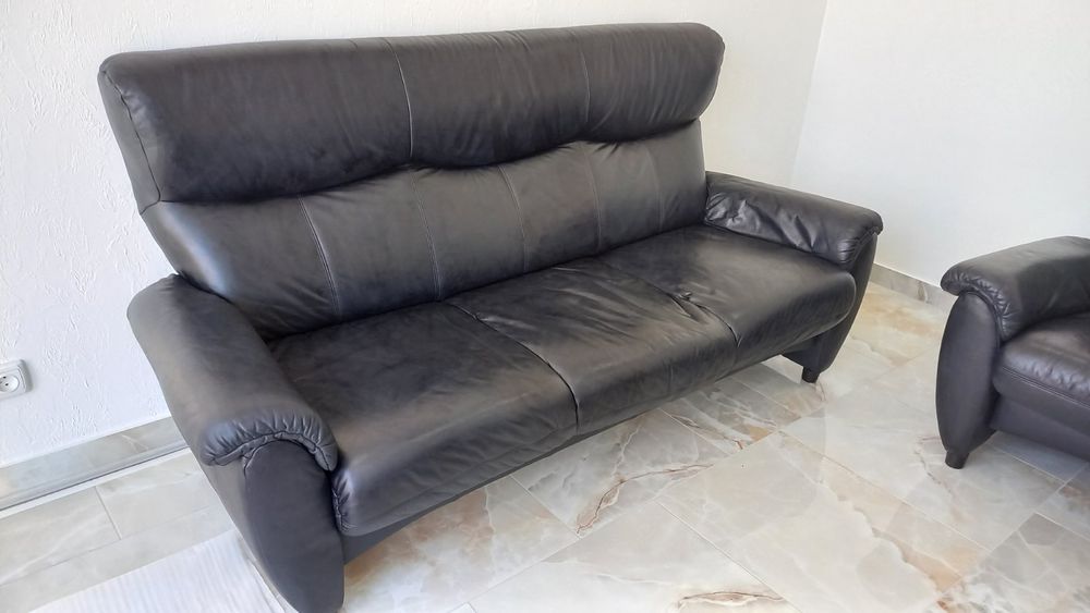 Продається диван, або комплект натуральна шкіра, механічний реклайнер